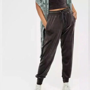 Aerie OFFLINE by After Party Velour Joggers Brown Relaxed Size S Athleisure Cozy